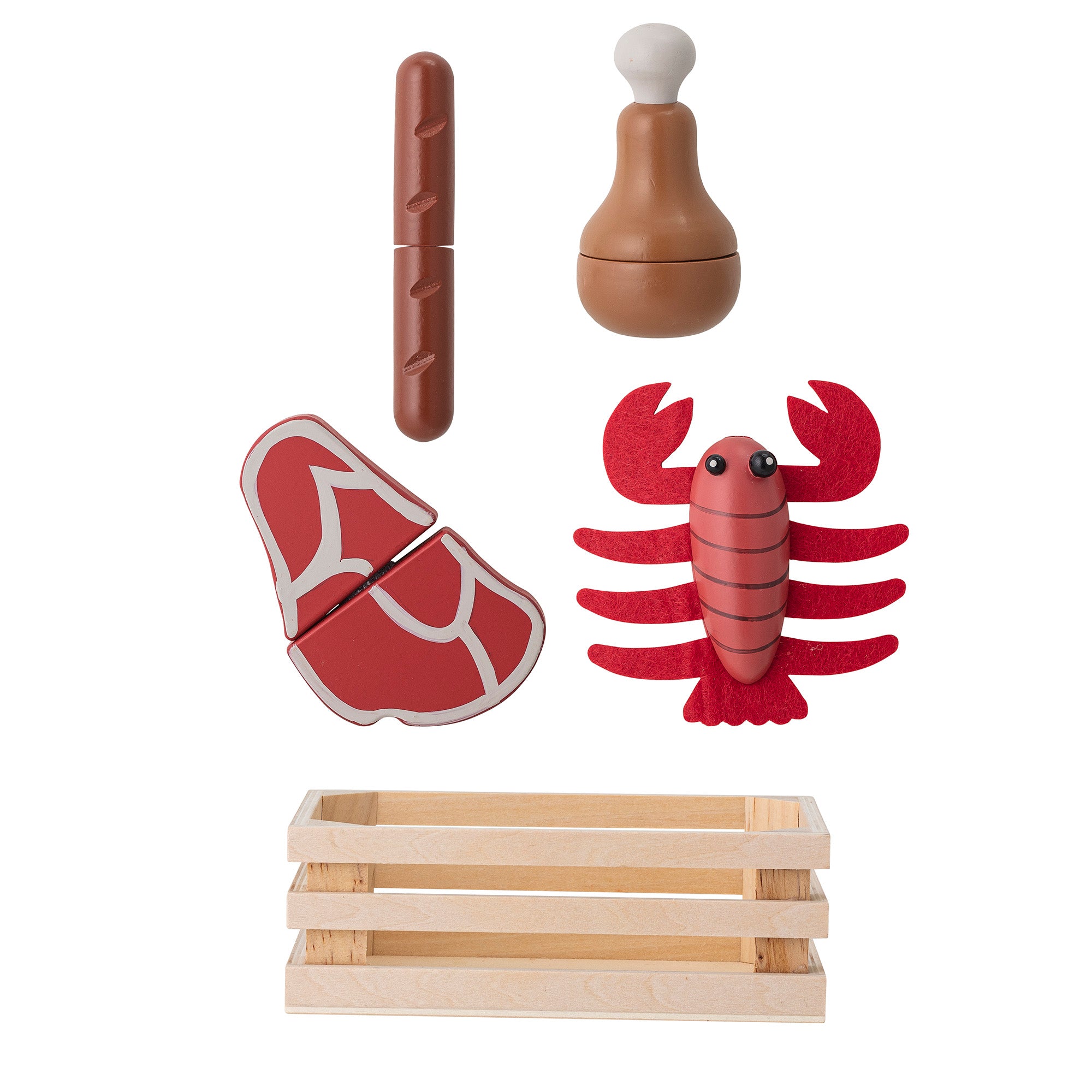 BLOOMINGVILLE MINI Dix Legetøjsmad, Rød, MDF - L15xH10xW5,5 cm, Set of 5 - DesignGaragen.dk.