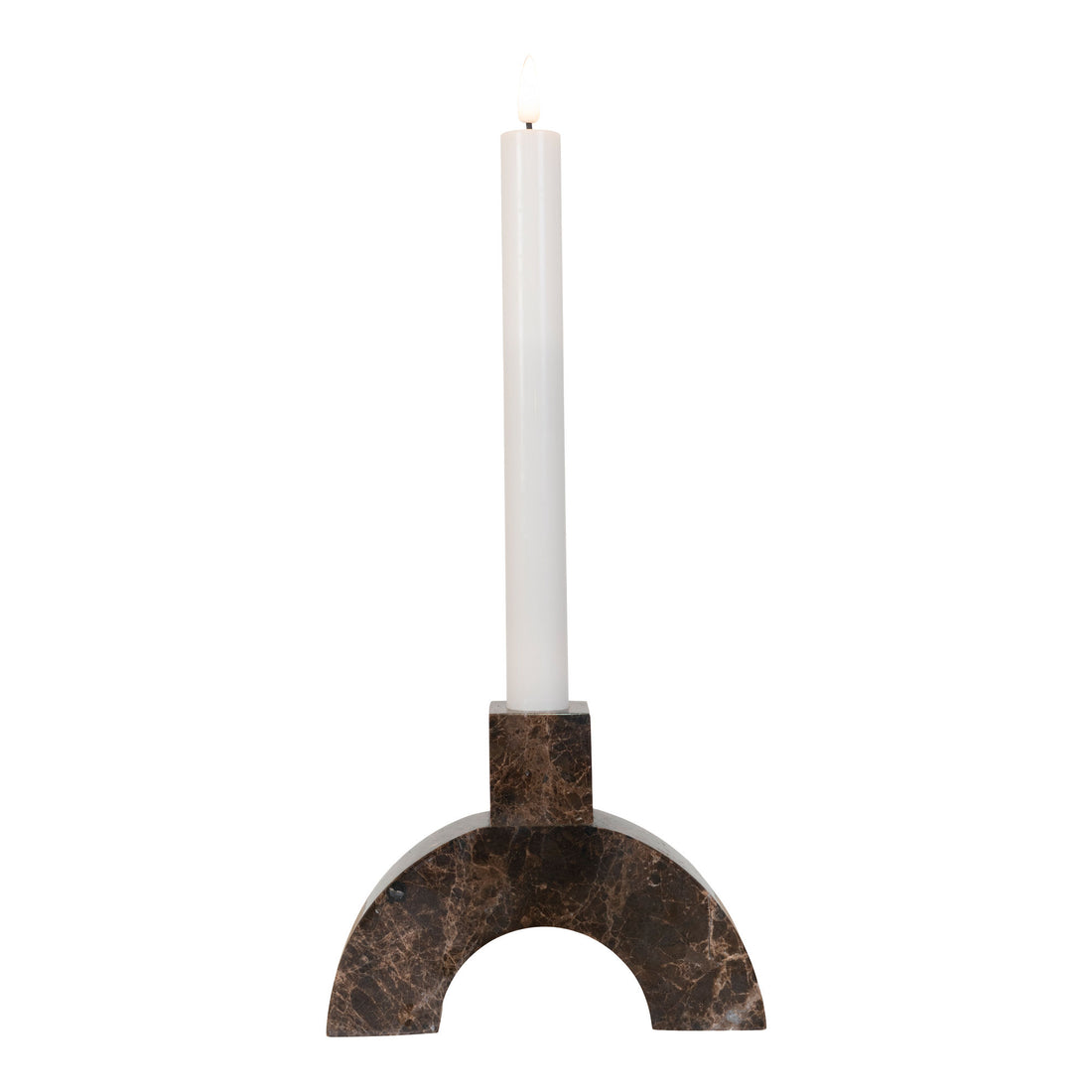 Candlestick - candlestick in marble, brown, 15x3.5x11 cm - 1 - pcs