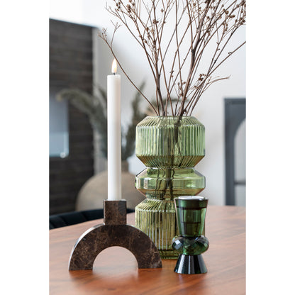 Candlestick - candlestick in marble, brown, 15x3.5x11 cm