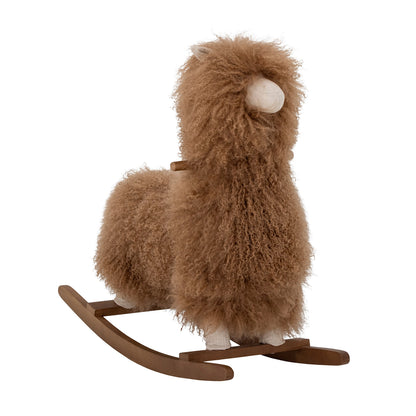 Bloomingville Mini Walde rocking horse, lama, brown, lambskin