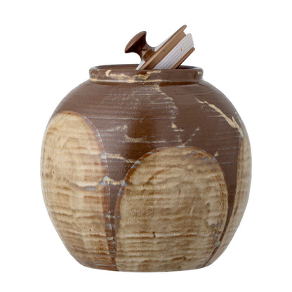 Bloomingville nasib jar w/lid, brown, stoneware