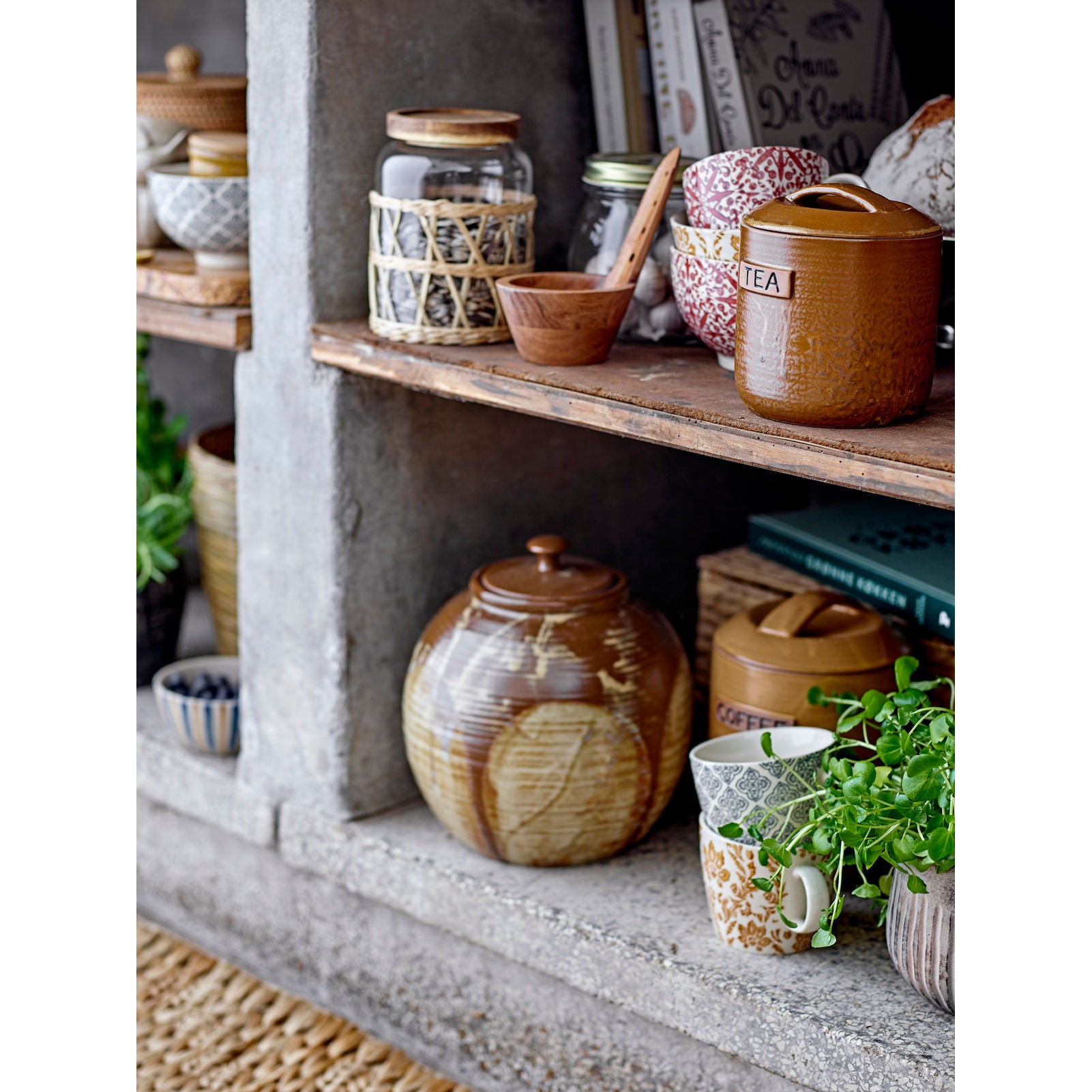 Bloomingville nasib jar w/lid, brown, stoneware