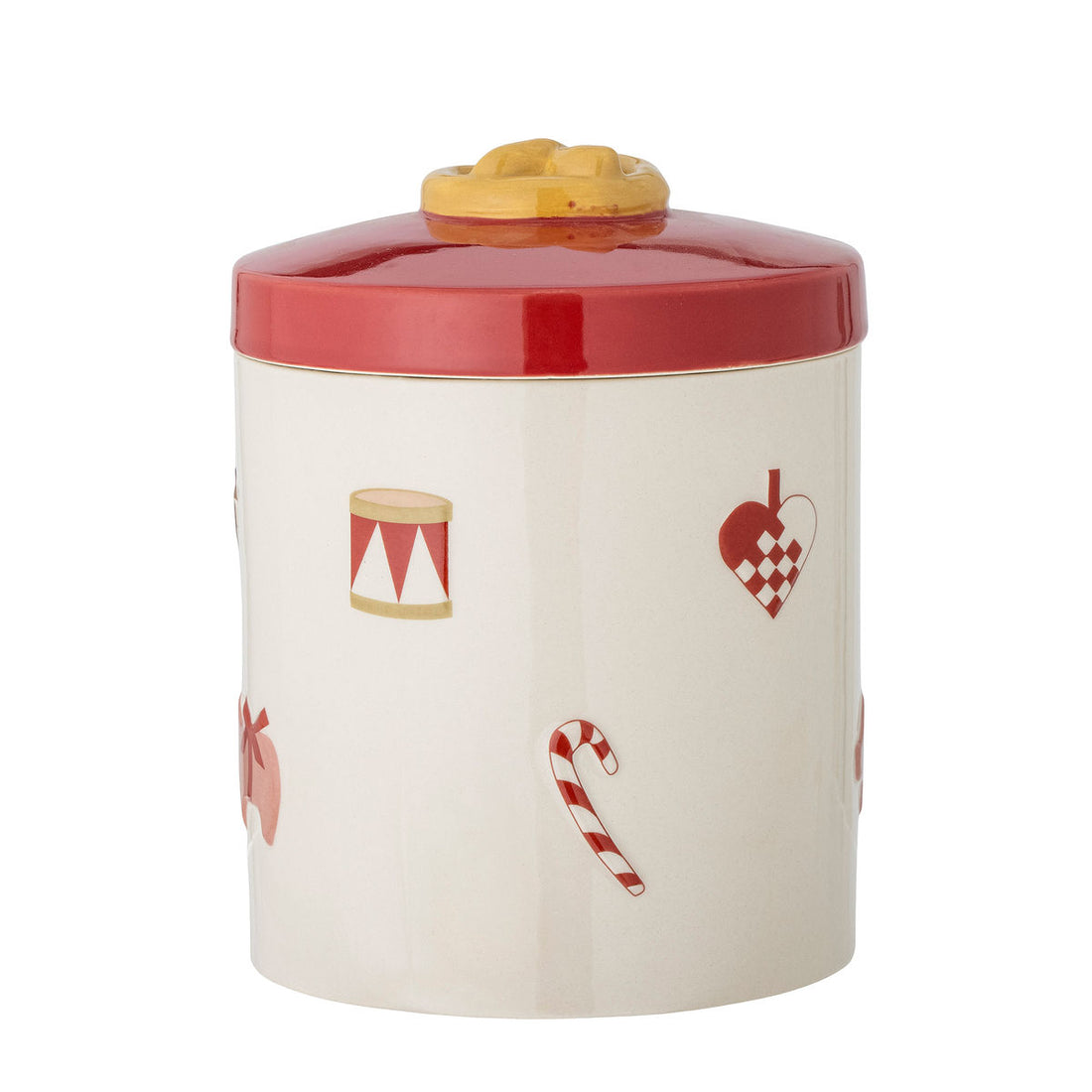 Bloomingville Yule jar w/lid, red, stoneware