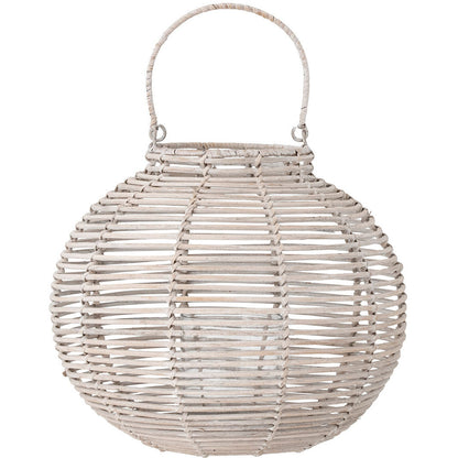 Bloomingville Malua Lanterne m/Glas, Hvid, Rattan - Bloomingville - DesignGaragen.dk