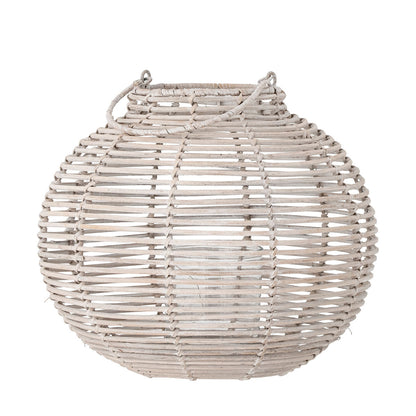 Bloomingville Malua Lanterne m/Glas, Hvid, Rattan - Bloomingville - DesignGaragen.dk