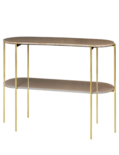 Cozy Living Laura Console Marbletable - Toffee Brown With Brass Base