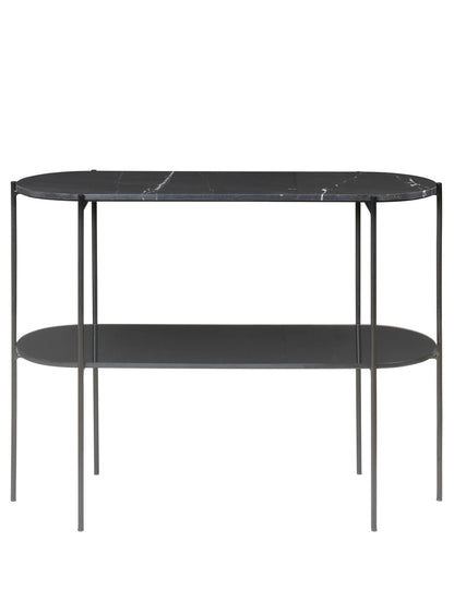 Cozy Living Laura Console Marbletable - Noir With Black Powder Base