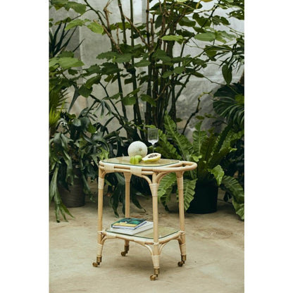 Nordal Bali Rolling Table / Bar table in Rattan - 73x43 cm - Nature