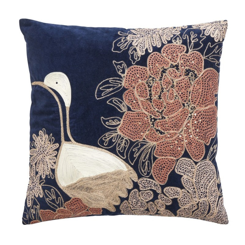 Nordal blue velvet pillowcases embroidery 45 x 45 cm