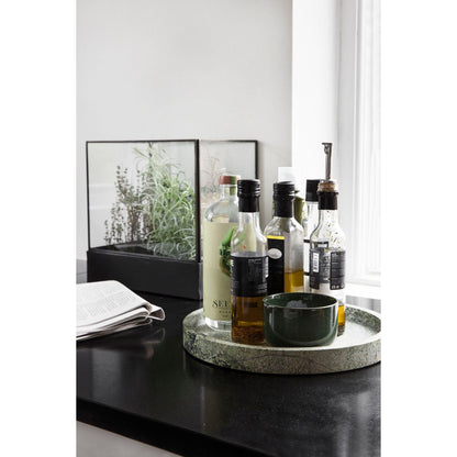 Tray, poli, green marble Ø30