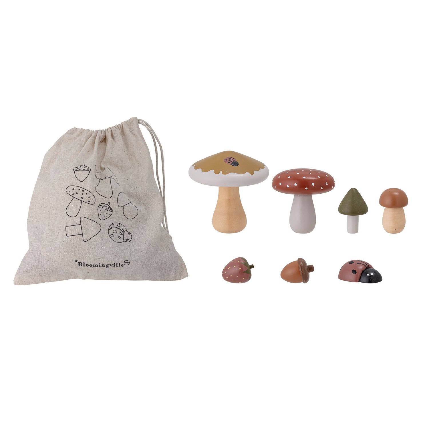 BLOOMINGVILLE MINI Jonn Legetøj, Natur, Lotus - D11xH11 cm, Set of 7 - DesignGaragen.dk.