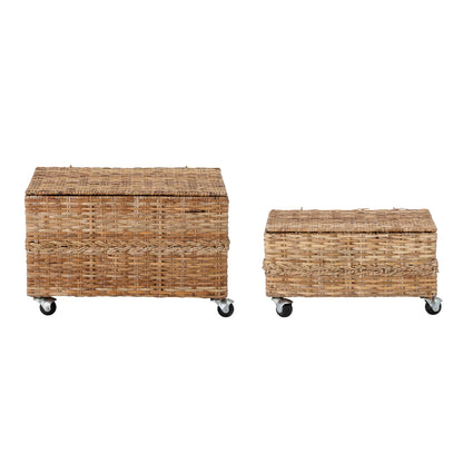 BLOOMINGVILLE MINI Colin Kurv m/Låg, Natur, Rattan - L48xH29xW33/L56xH35,5xW40 cm, Set of 2 - DesignGaragen.dk.